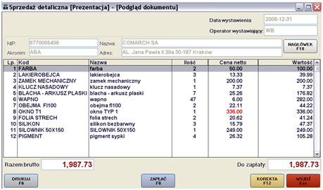 Interfejs sprzedaży detalicznej