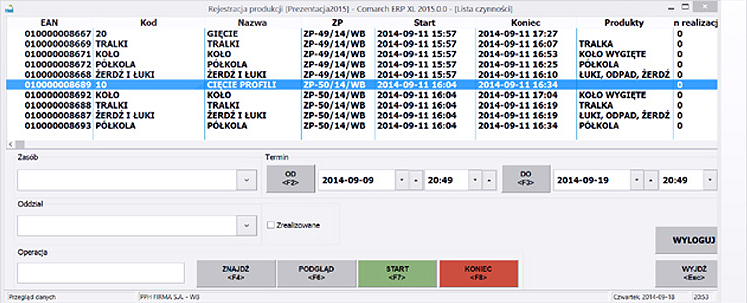 Rejestracja produkcji w systemie Comarch XL